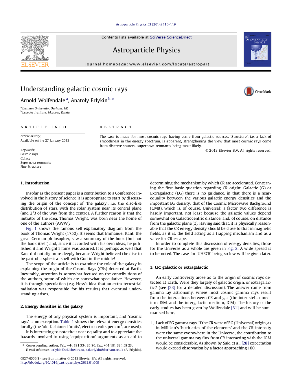 درک پرتوهای کیهانی کهکشانی 