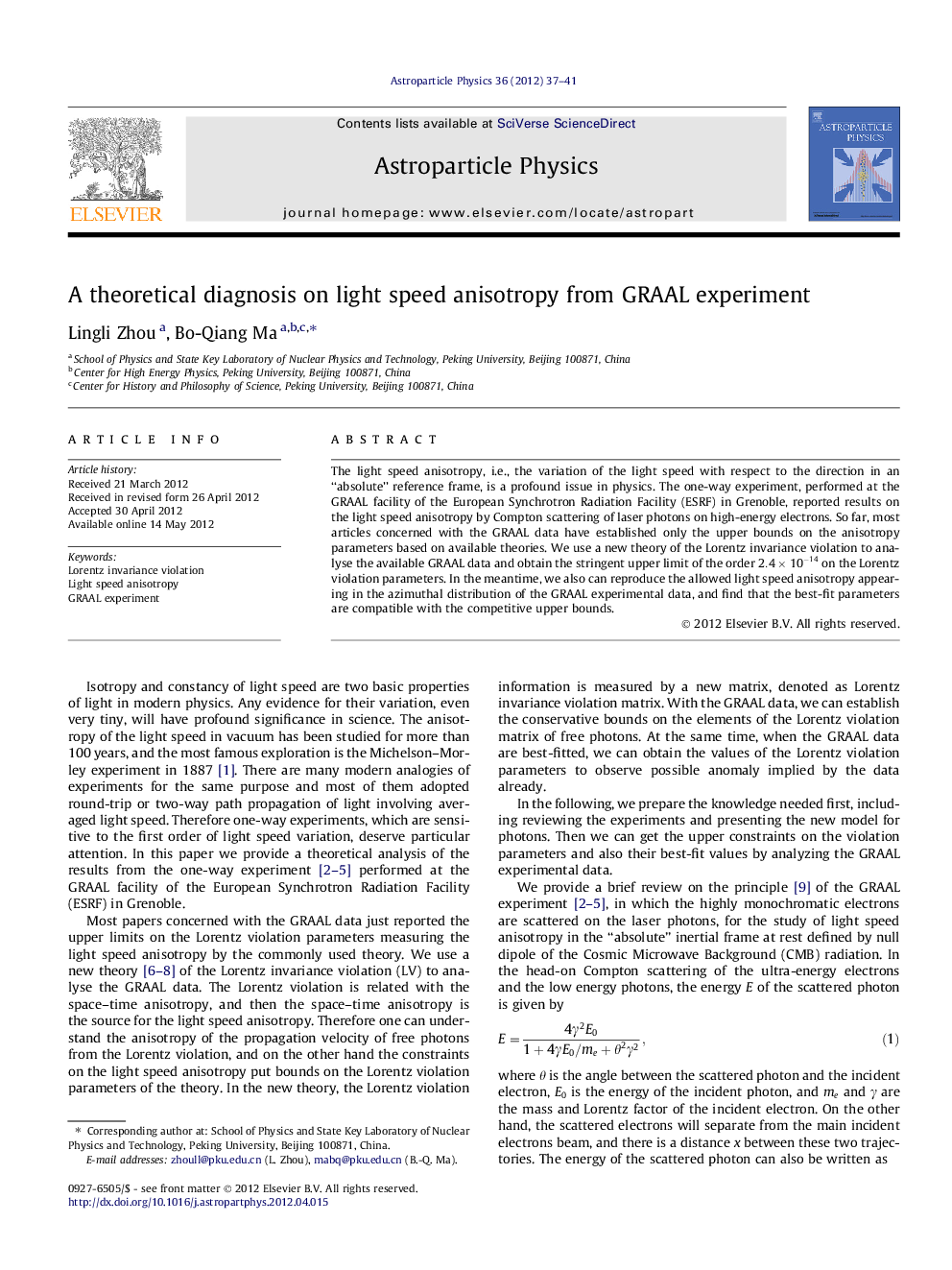 A theoretical diagnosis on light speed anisotropy from GRAAL experiment