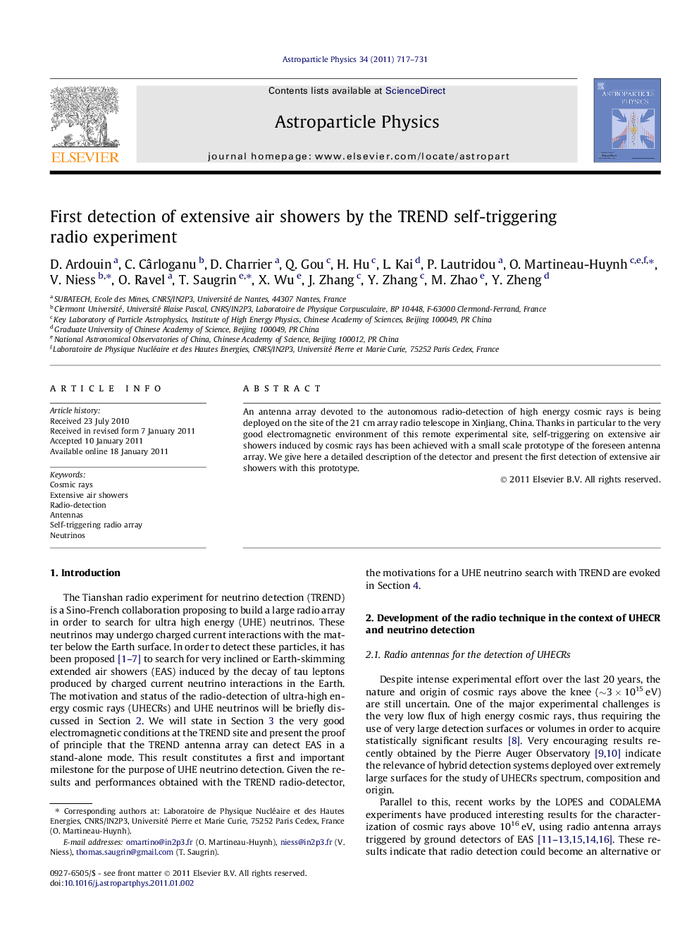 First detection of extensive air showers by the TREND self-triggering radio experiment