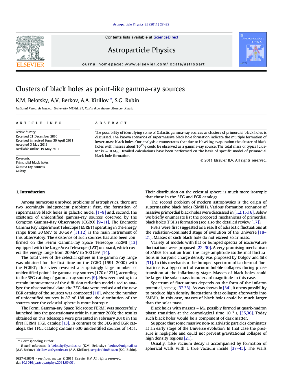 Clusters of black holes as point-like gamma-ray sources