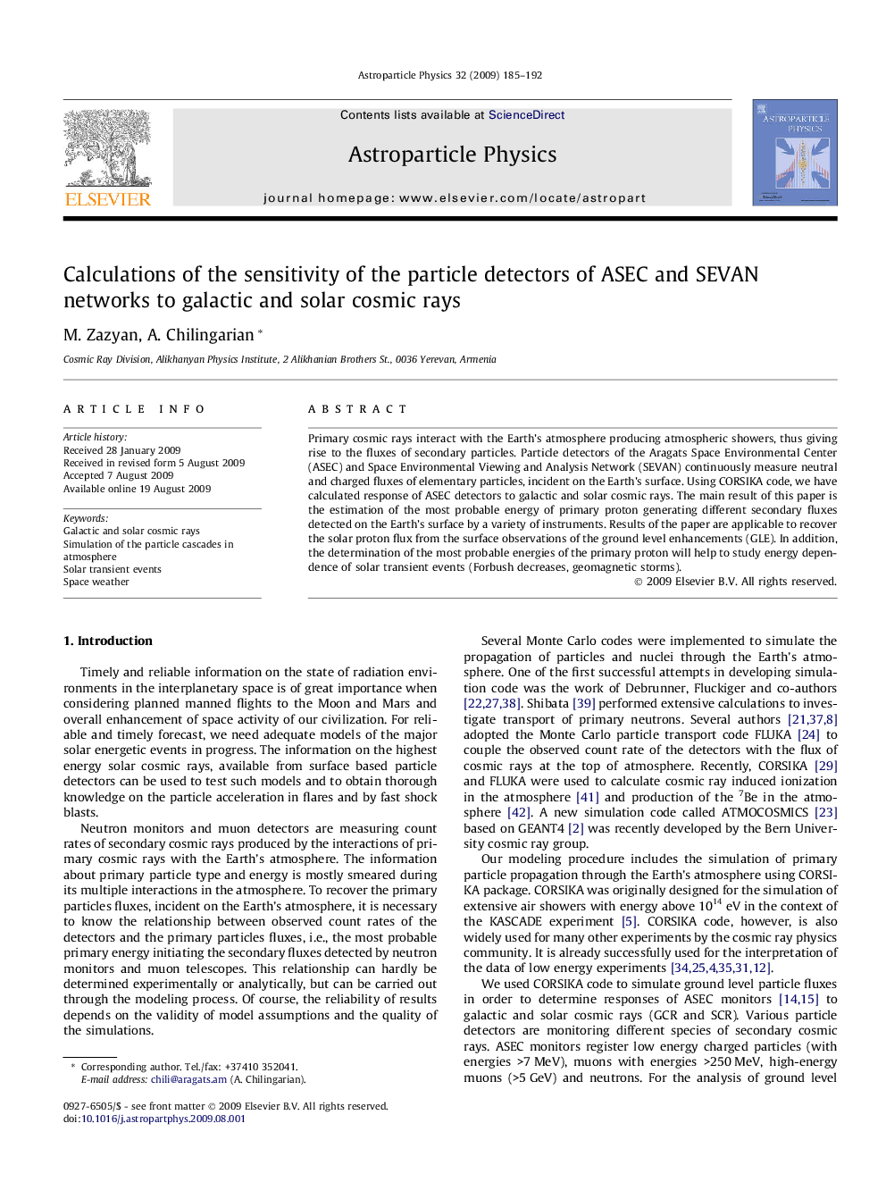 Calculations of the sensitivity of the particle detectors of ASEC and SEVAN networks to galactic and solar cosmic rays