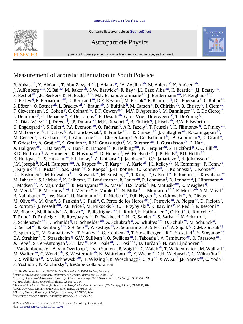 Measurement of acoustic attenuation in South Pole ice