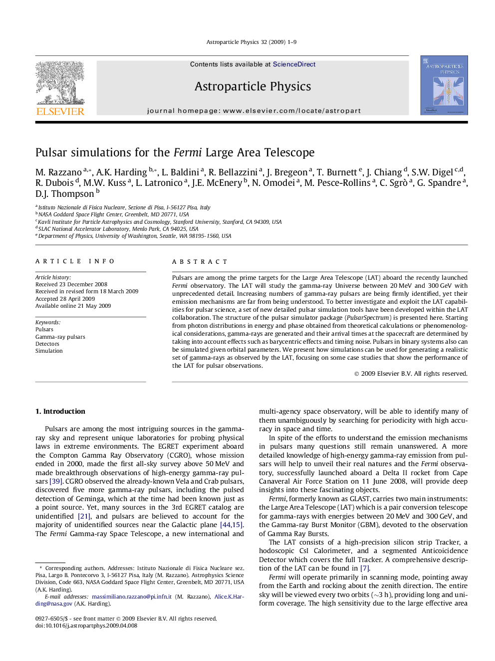 Pulsar simulations for the Fermi Large Area Telescope