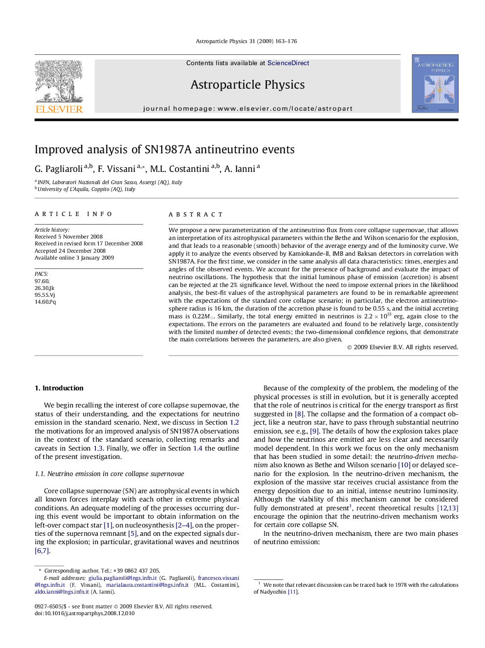 عکس صفحه اول مقاله: Improved analysis of SN1987A antineutrino events Improved analysis of SN1987A antineutrino events