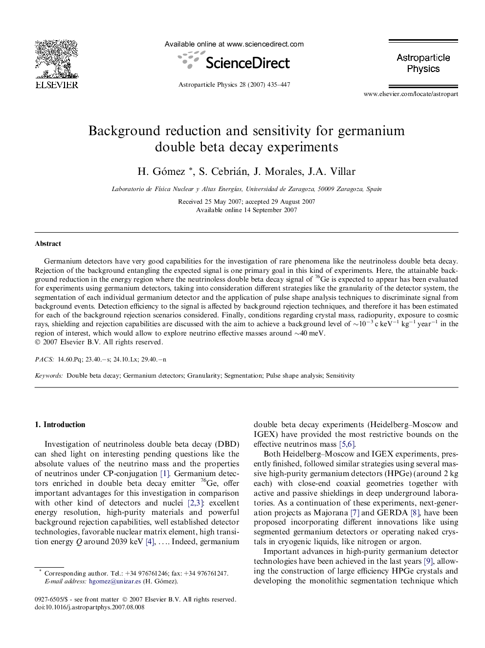 Background reduction and sensitivity for germanium double beta decay experiments