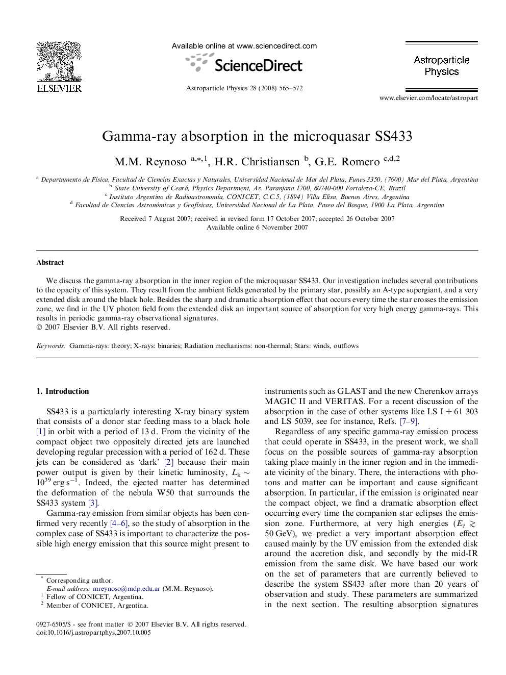 Gamma-ray absorption in the microquasar SS433