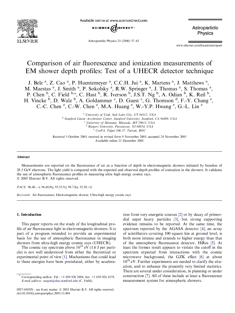 Comparison of air fluorescence and ionization measurements of EM shower depth profiles: Test of a UHECR detector technique