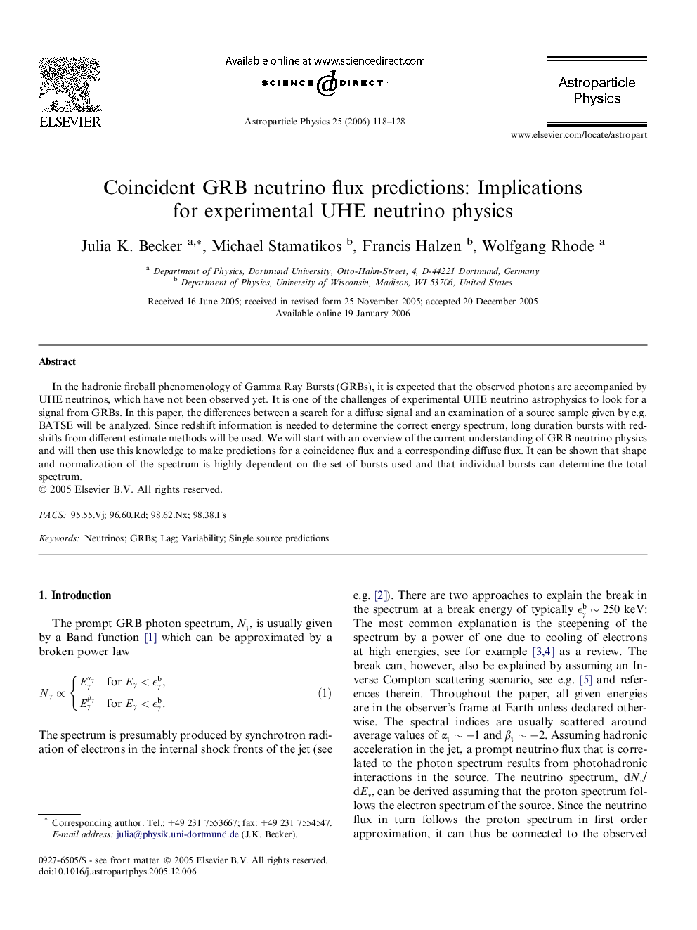 Coincident GRB neutrino flux predictions: Implications for experimental UHE neutrino physics