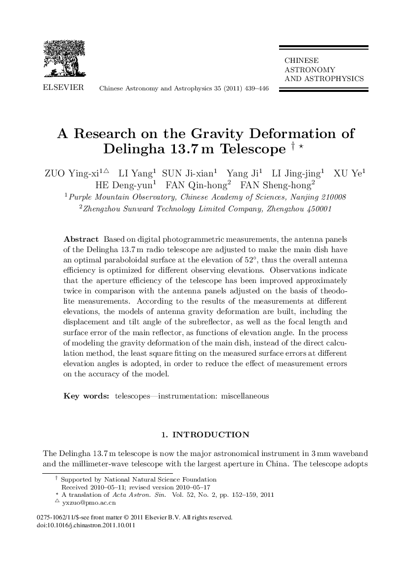A Research on the Gravity Deformation of Delingha 13.7m Telescope 