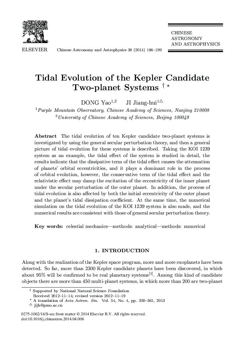 Tidal Evolution of the Kepler Candidate Two-planet Systems 