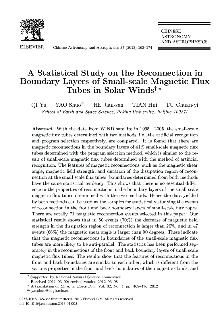 A Statistical Study on the Reconnection in Boundary Layers of Small-scale Magnetic Flux Tubes in Solar Winds 