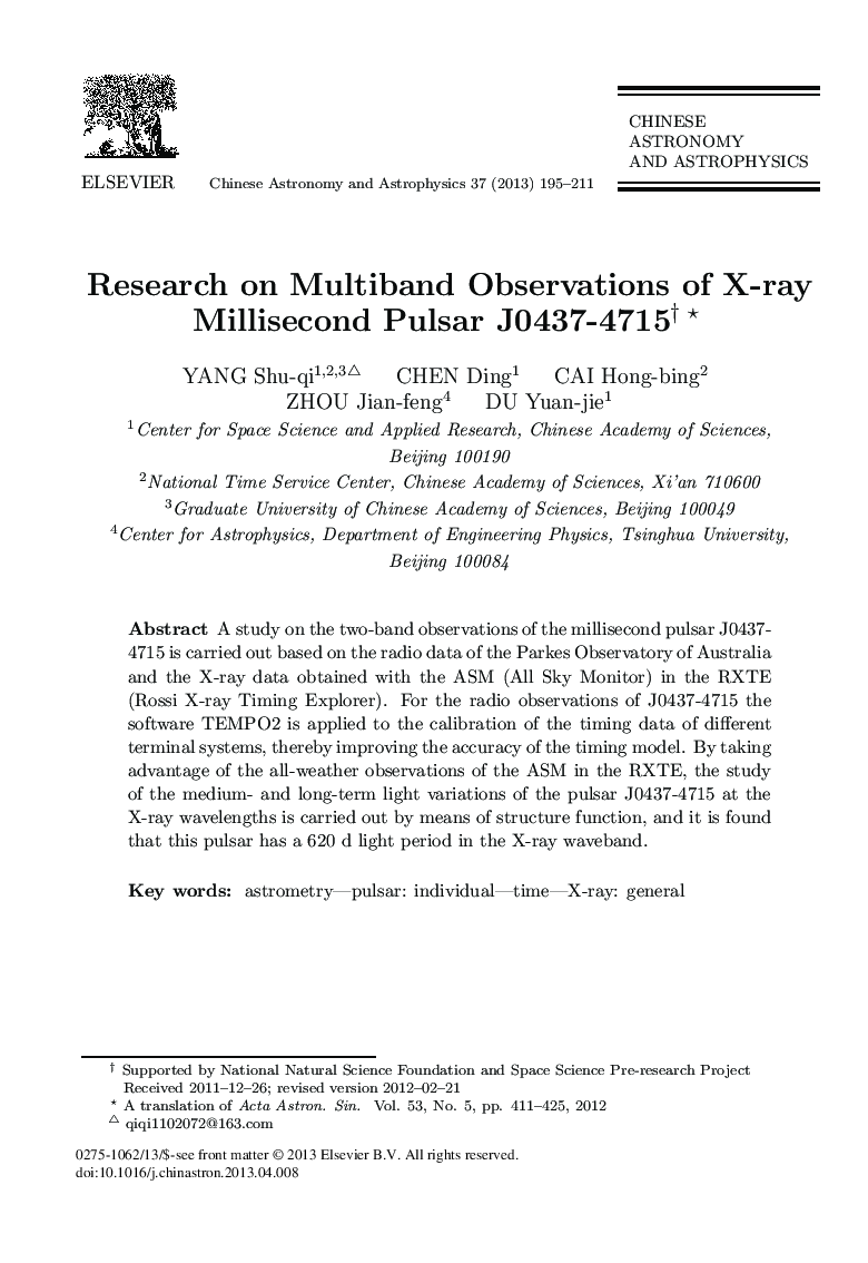 Research on Multiband Observations of X-ray Millisecond Pulsar J0437-4715 