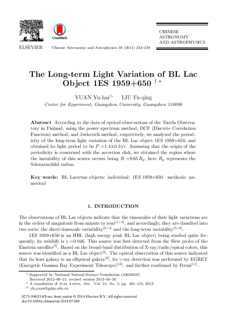 The Long-term Light Variation of BL Lac Object 1ES 1959+650