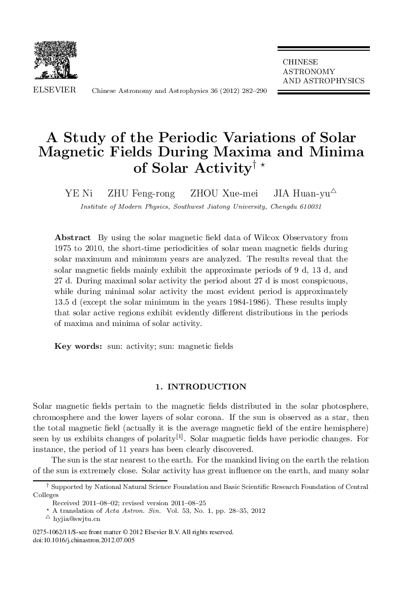 A Study of the Periodic Variations of Solar Magnetic Fields During Maxima and Minima of Solar Activity 