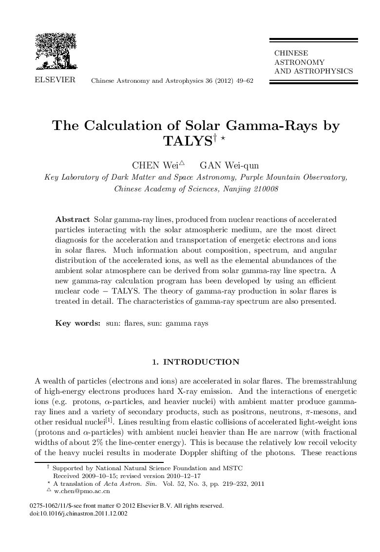 The Calculation of Solar Gamma-Rays by TALYS 