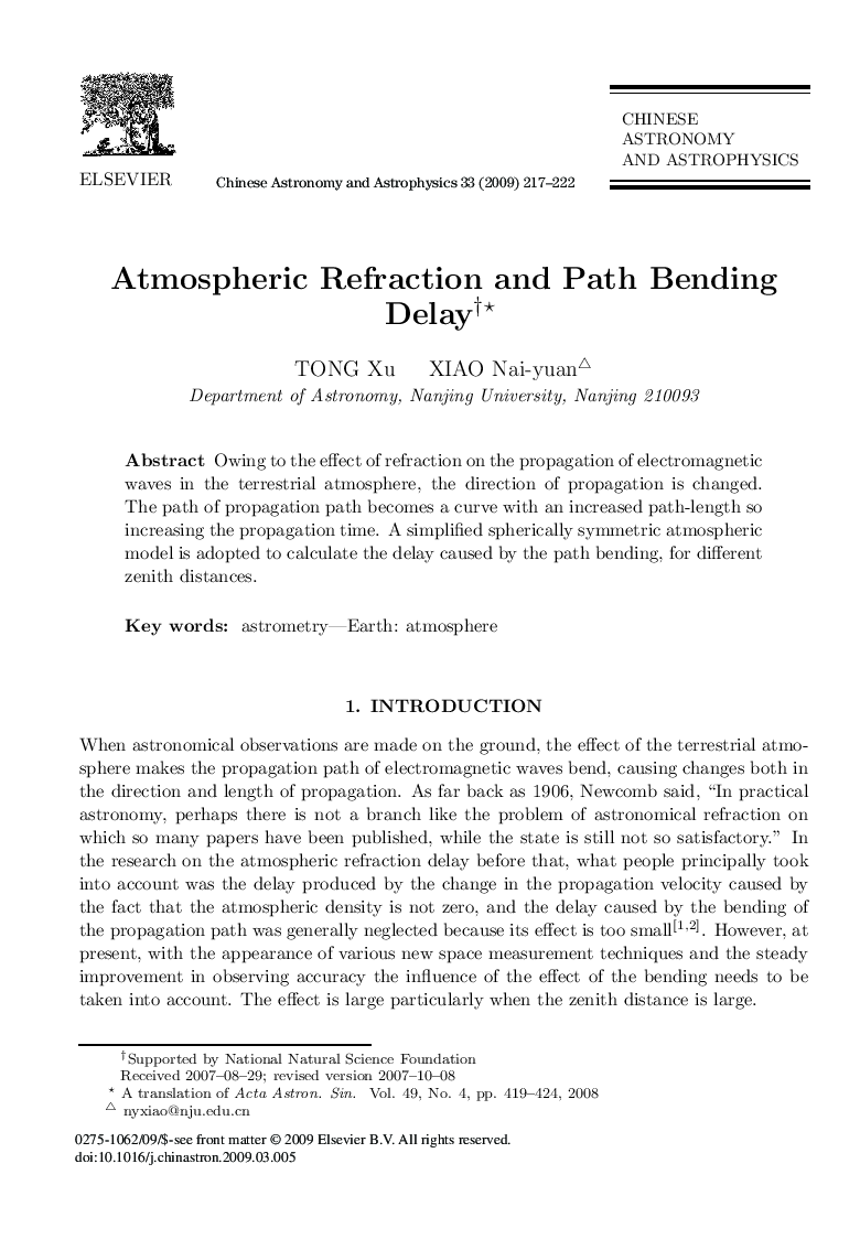 Atmospheric Refraction and Path Bending Delay 