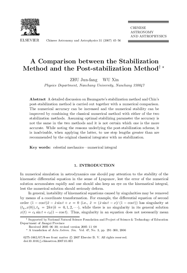 A Comparison between the Stabilization Method and the Post-stabilization Method