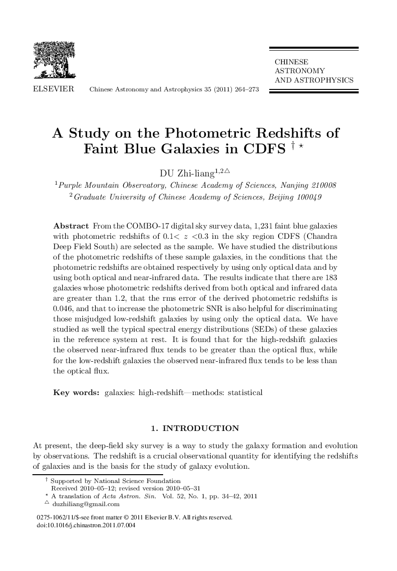 A Study on the Photometric Redshifts of Faint Blue Galaxies in CDFS