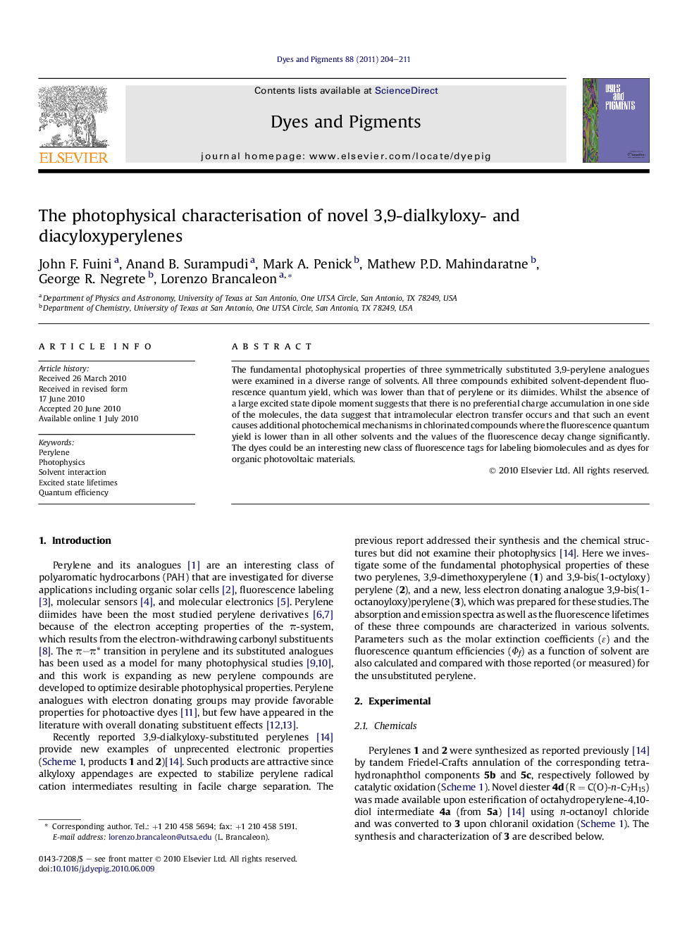 The photophysical characterisation of novel 3,9-dialkyloxy- and diacyloxyperylenes