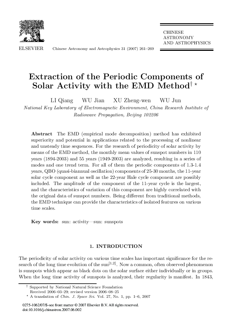Extraction of the Periodic Components of Solar Activity with the EMD Method