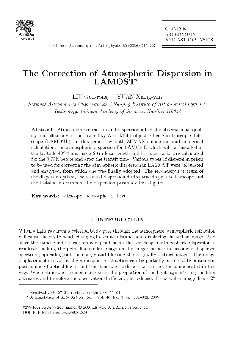 The correction of atmospheric dispersion in LAMOST *