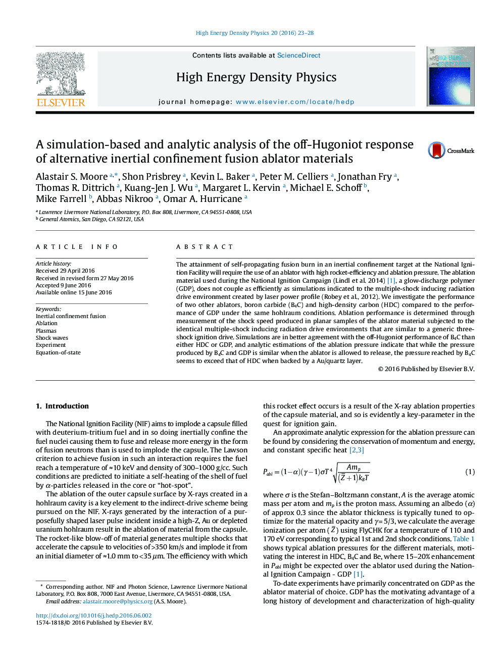 A simulation-based and analytic analysis of the off-Hugoniot response of alternative inertial confinement fusion ablator materials