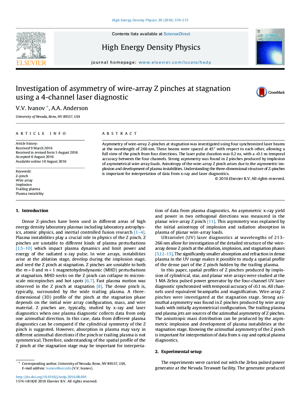 Investigation of asymmetry of wire-array Z pinches at stagnation using a 4-channel laser diagnostic