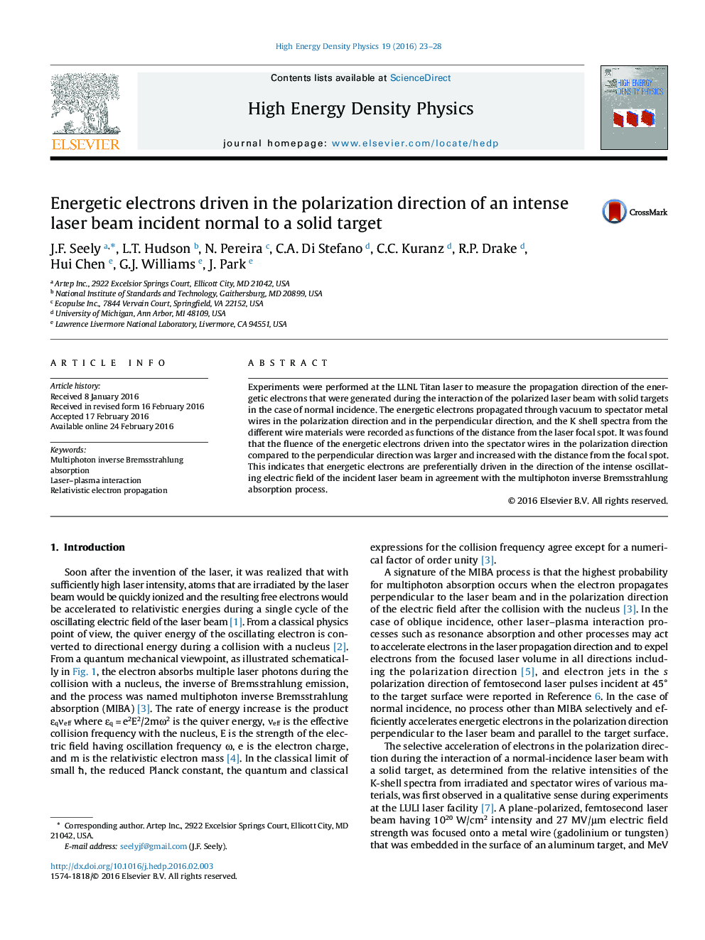 Energetic electrons driven in the polarization direction of an intense laser beam incident normal to a solid target