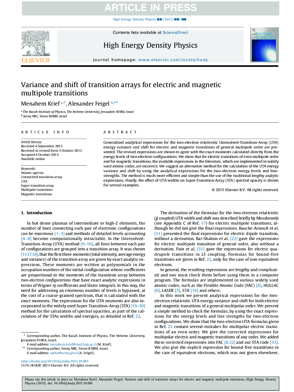 Variance and shift of transition arrays for electric and magnetic multipole transitions