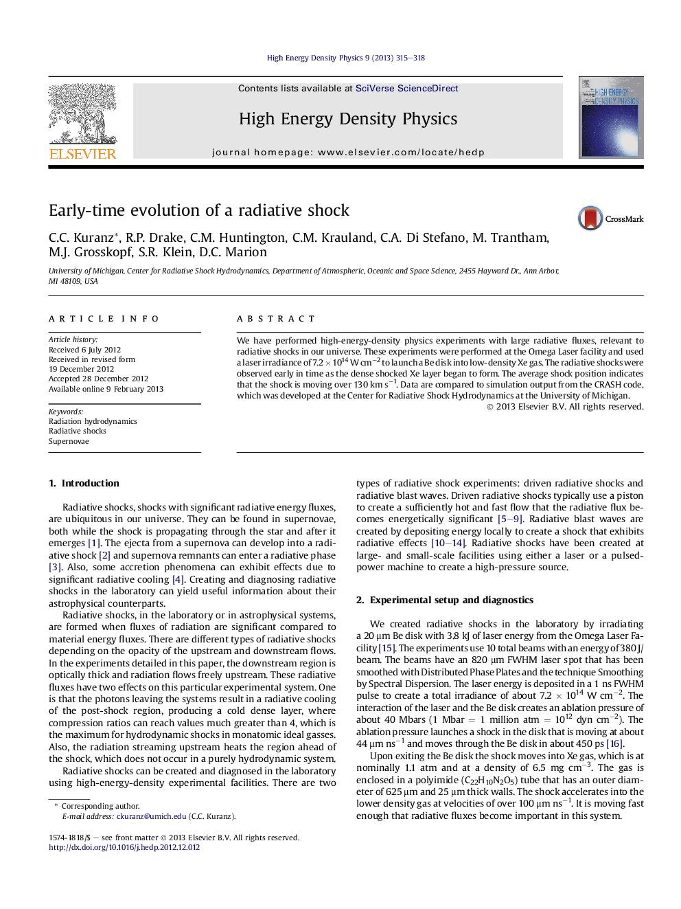 Early-time evolution of a radiative shock