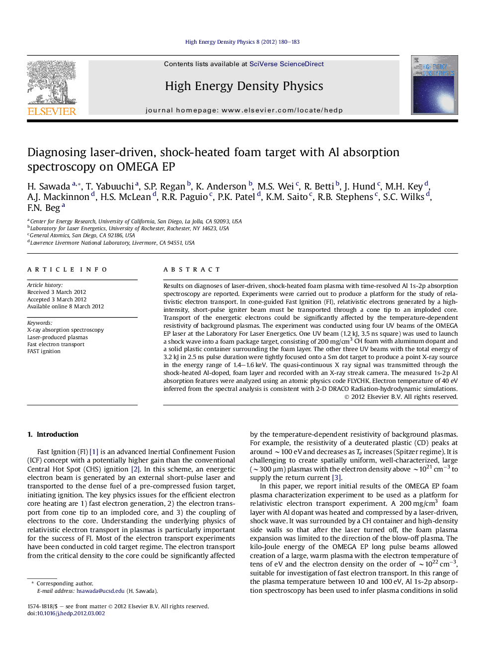 Diagnosing laser-driven, shock-heated foam target with Al absorption spectroscopy on OMEGA EP