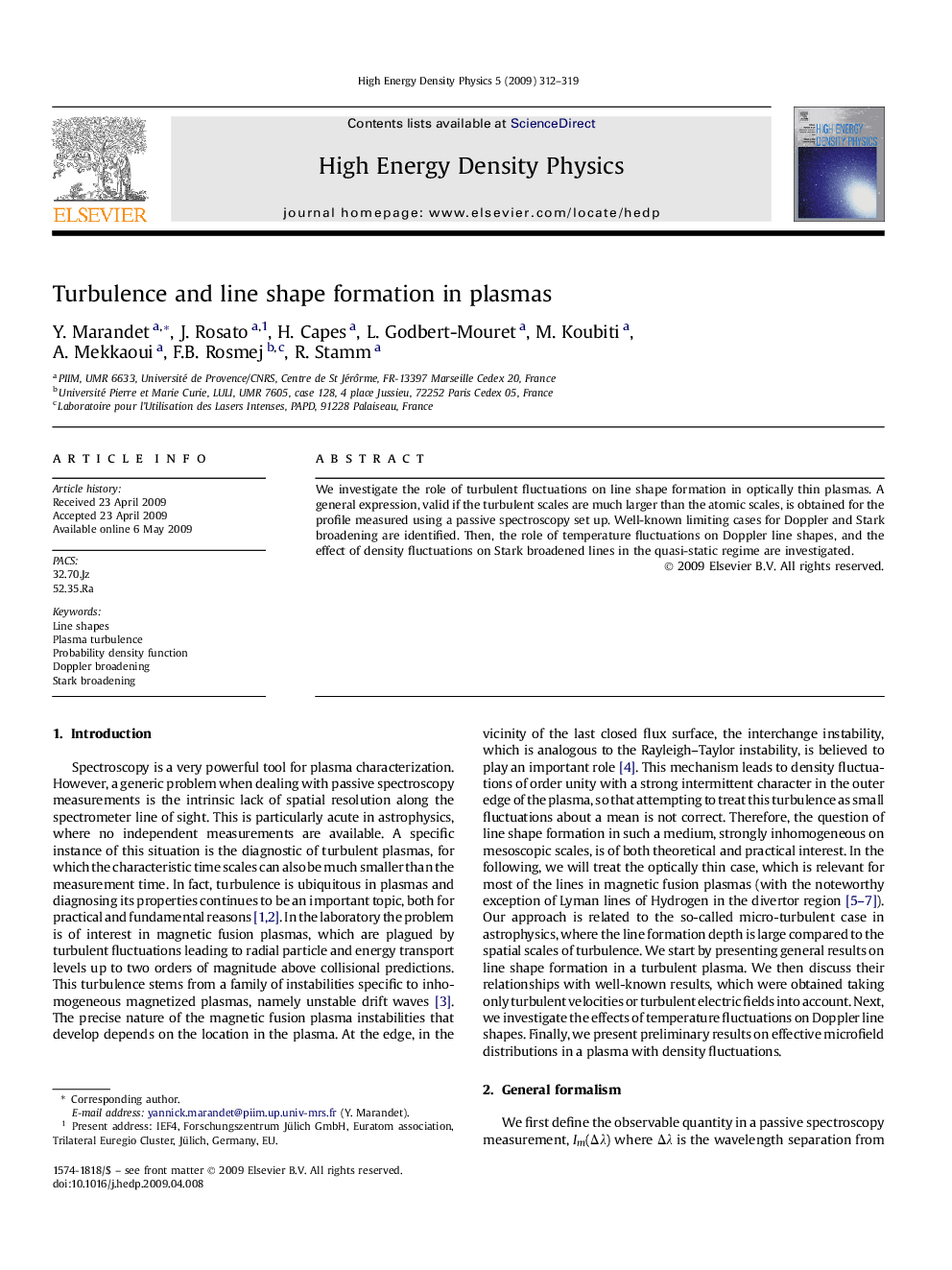 Turbulence and line shape formation in plasmas