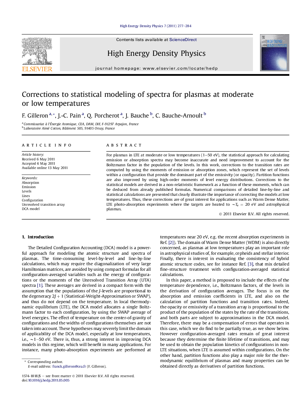 Corrections to statistical modeling of spectra for plasmas at moderate or low temperatures