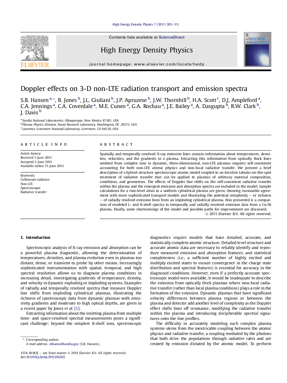 Doppler effects on 3-D non-LTE radiation transport and emission spectra