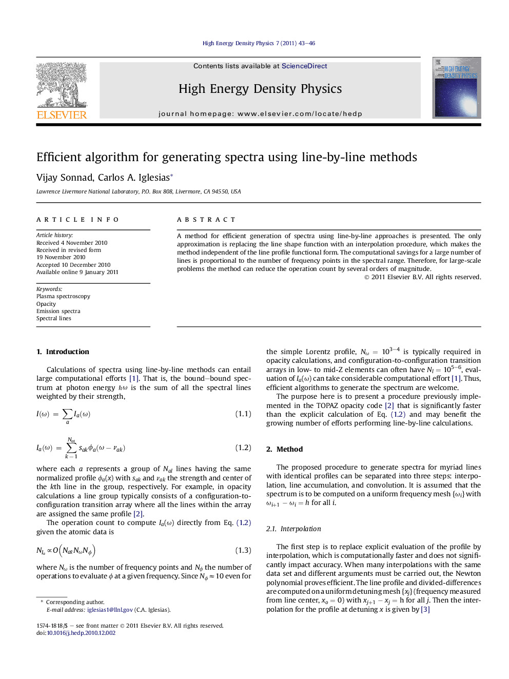 Efficient algorithm for generating spectra using line-by-line methods