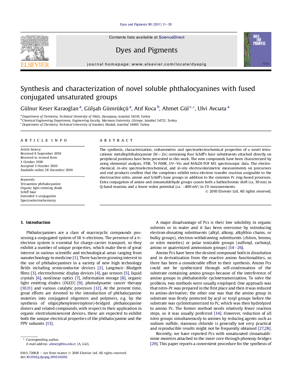 Synthesis and characterization of novel soluble phthalocyanines with fused conjugated unsaturated groups