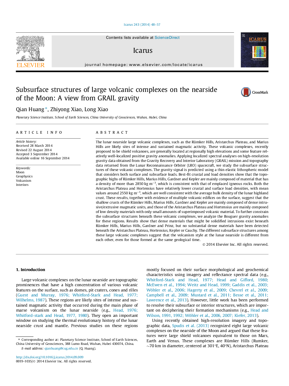 Subsurface structures of large volcanic complexes on the nearside of the Moon: A view from GRAIL gravity