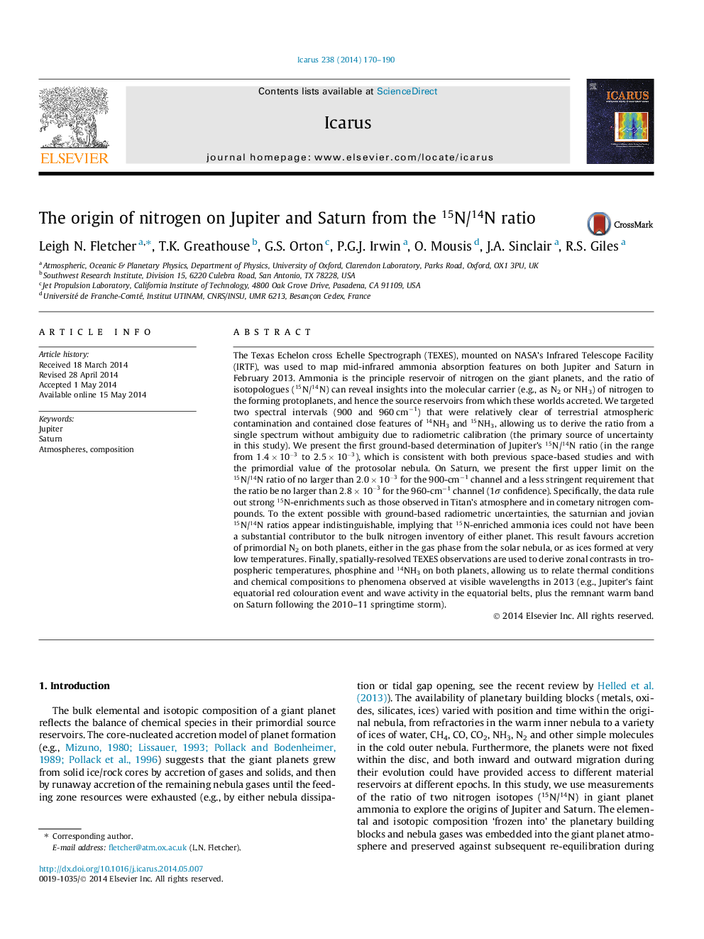 The origin of nitrogen on Jupiter and Saturn from the 15N/14N ratio