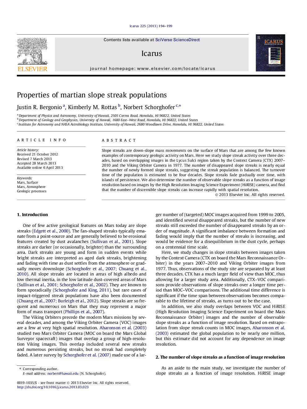 Properties of martian slope streak populations