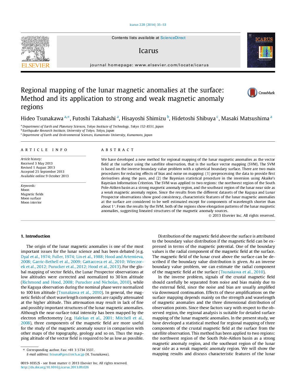 Regional mapping of the lunar magnetic anomalies at the surface: Method and its application to strong and weak magnetic anomaly regions