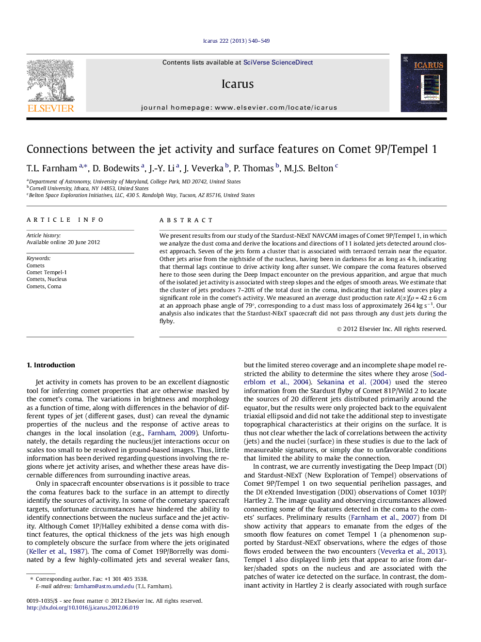 Connections between the jet activity and surface features on Comet 9P/Tempel 1