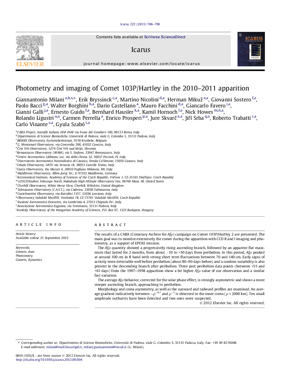 Photometry and imaging of Comet 103P/Hartley in the 2010–2011 apparition