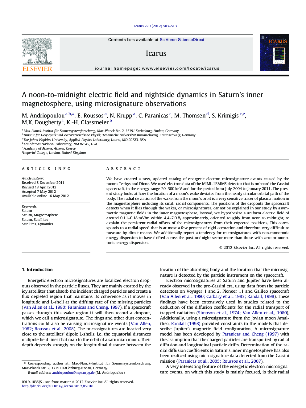 A noon-to-midnight electric field and nightside dynamics in Saturn’s inner magnetosphere, using microsignature observations