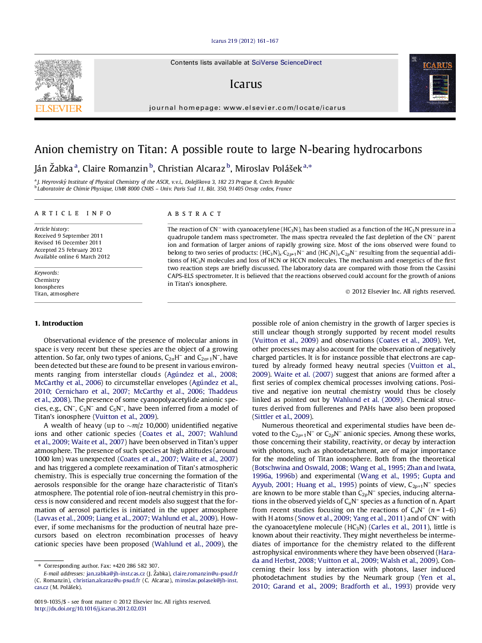 Anion chemistry on Titan: A possible route to large N-bearing hydrocarbons