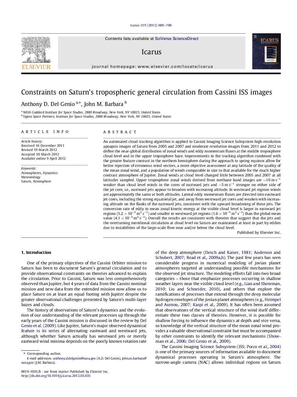 Constraints on Saturn’s tropospheric general circulation from Cassini ISS images