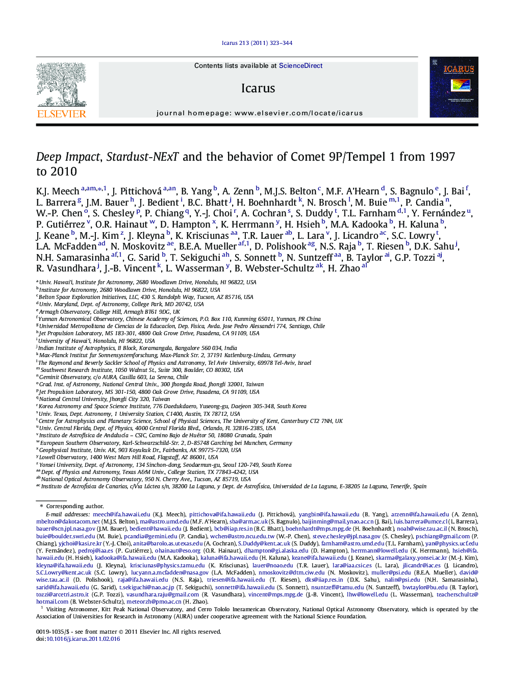 Deep Impact, Stardust-NExT and the behavior of Comet 9P/Tempel 1 from 1997 to 2010