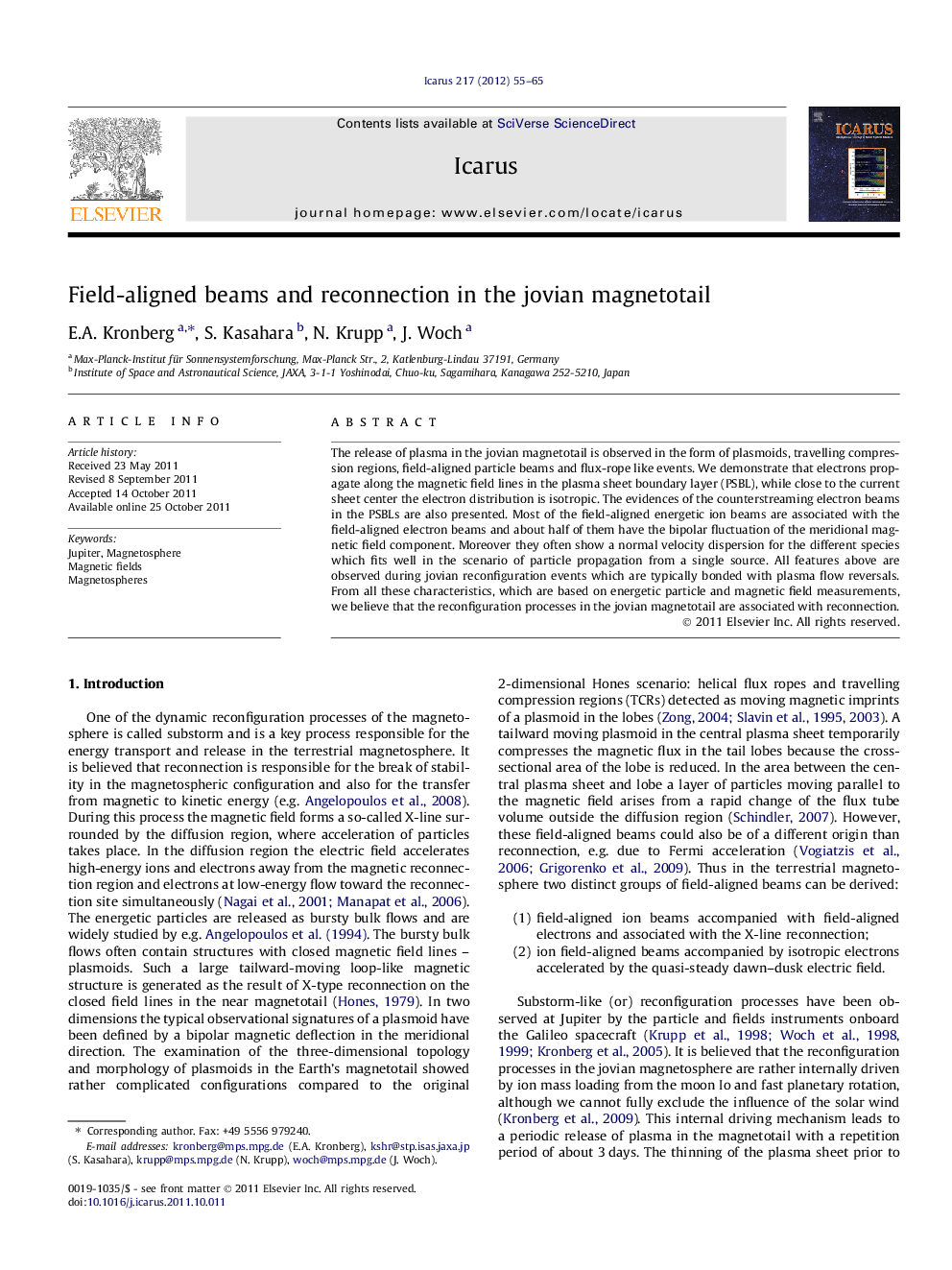 Field-aligned beams and reconnection in the jovian magnetotail