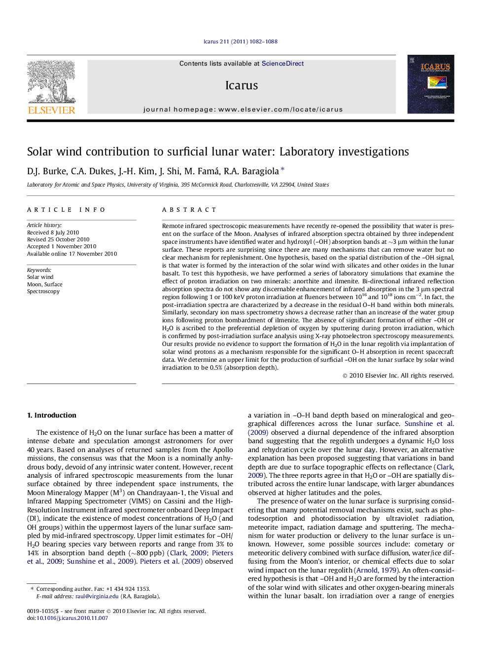 Solar wind contribution to surficial lunar water: Laboratory investigations