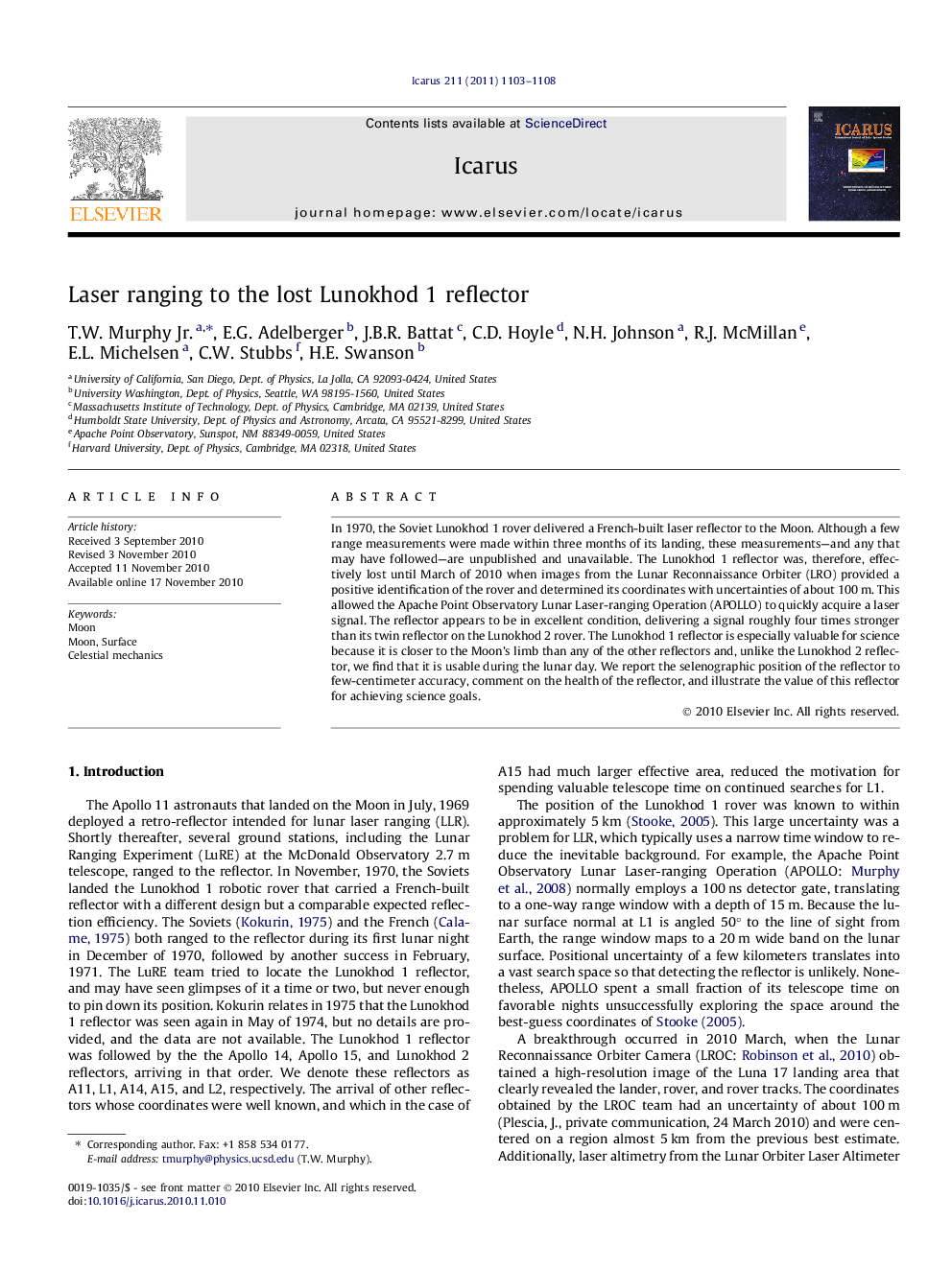 Laser ranging to the lost Lunokhod 1 reflector