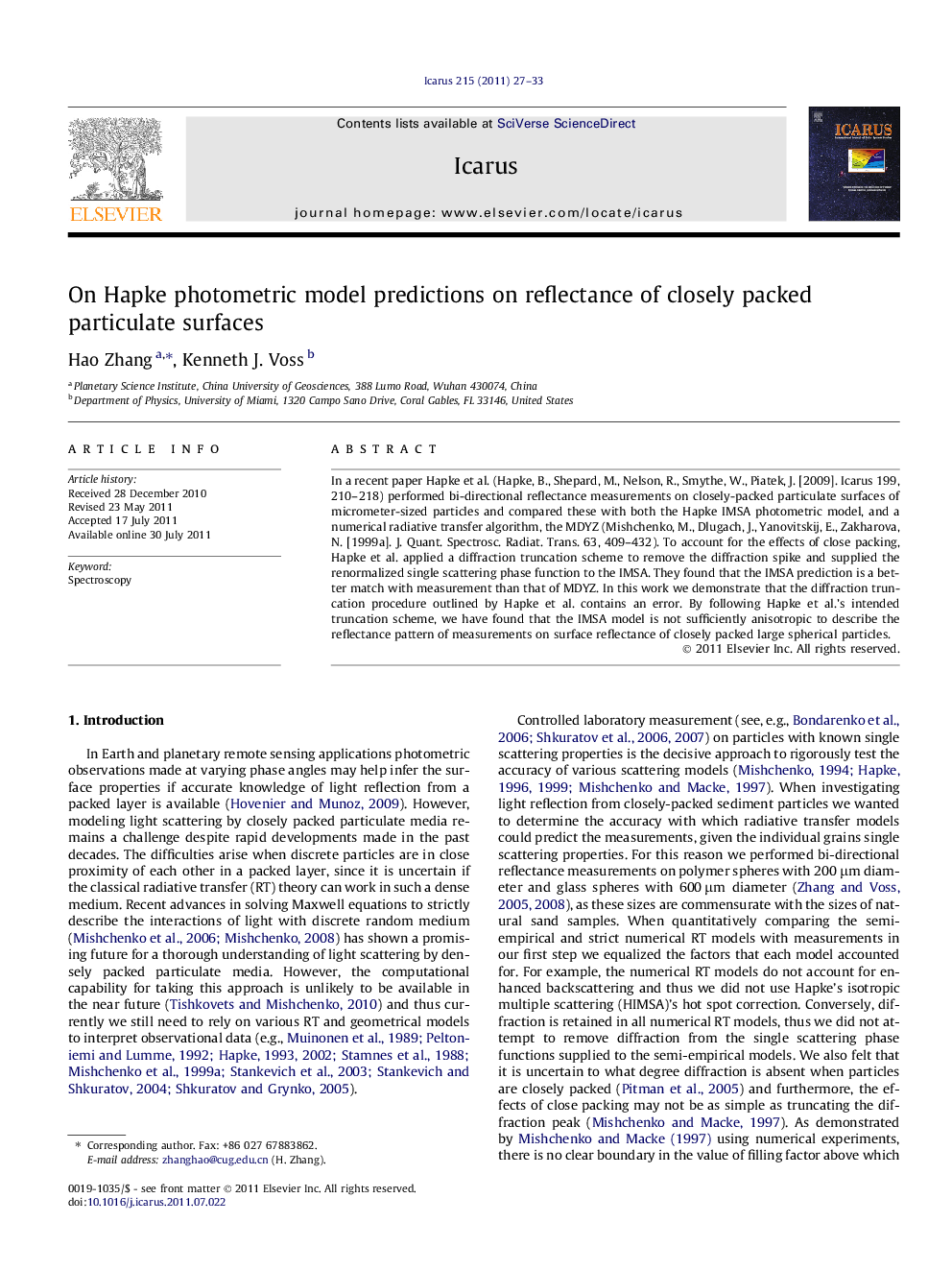 On Hapke photometric model predictions on reflectance of closely packed particulate surfaces